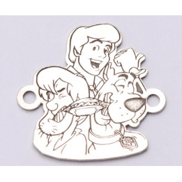 E0632-G-Link argint 925 Scooby Freddy si Shaggy  17x16.5mm 0,5 1 buc