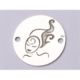 E0683-G-Link argint 925 gravat cu zodia fecioara 12mm 0.33mm grosime -1buc