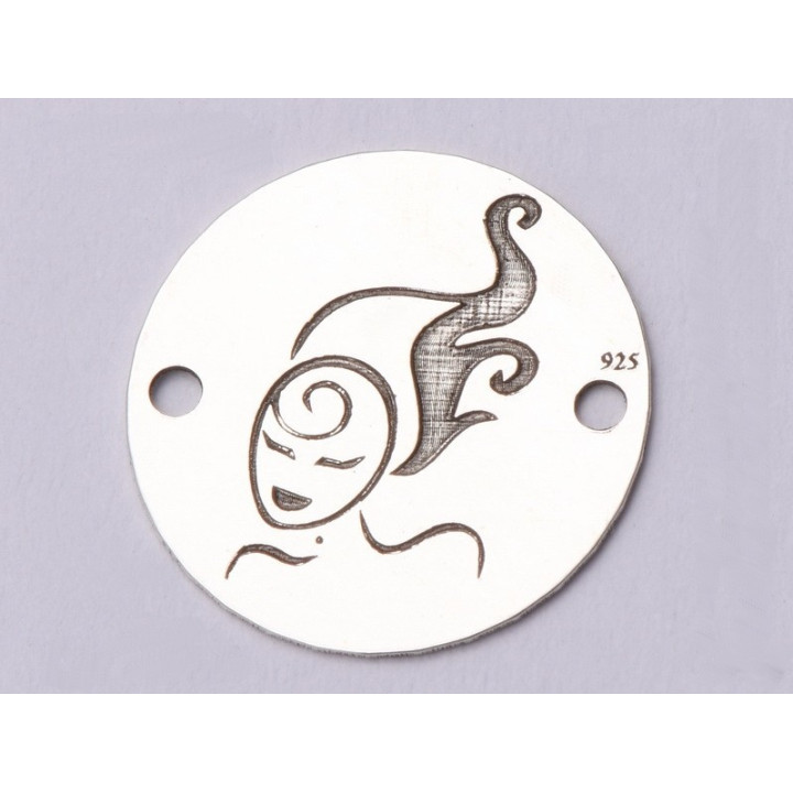 E0683-G-Link argint 925 gravat cu zodia fecioara 12mm 0.33mm grosime -1buc