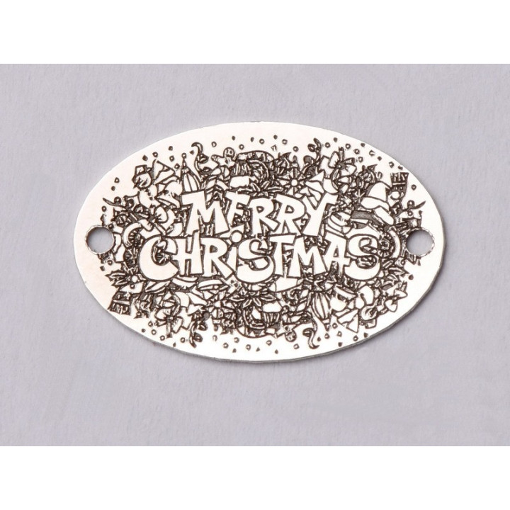 E0726-GS-Link oval argint 925 Merry Christmas 12*18mm 0.4mm - bijuterii personalizate din argint | simoshop