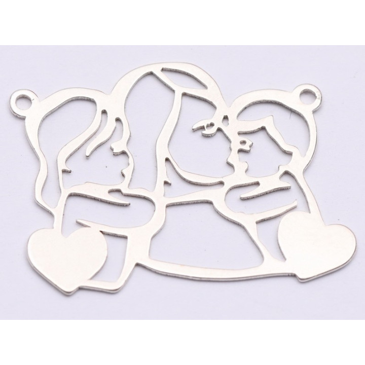 E0731- Link mama, baiat si fata cu inimioare 30*22mm 0,6mm grosime