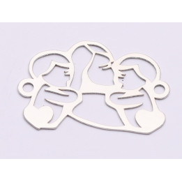 E0732- Link mama si doi copii cu inimioare 35*24mm 0,6mm grosime