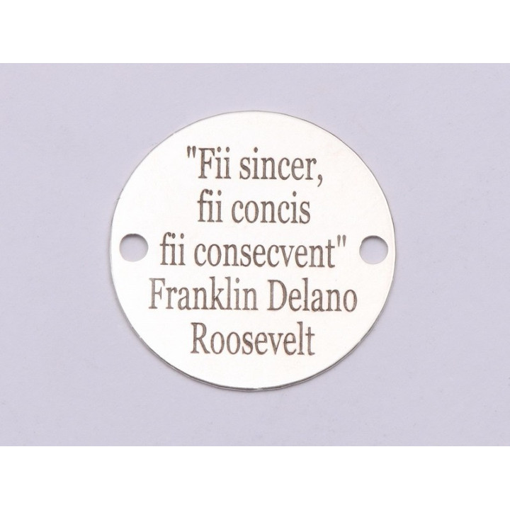 E0744-GS- Link banut argint 925 gravat cu citat Franklin Delano Roosevelt 16.5mm