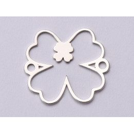 E0841-Link decupat argint 925 trifoi 16.5x15mm 0.5mm