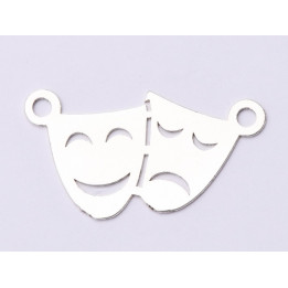 E0843 - N-Pandant decupat argint 925 Masti teatrale 26x14.5 mm 0.5 mm