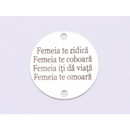 E0847-GS-Link argint 925 Puterea Femeii 16.5 x 16.5 mm, 0.33mm