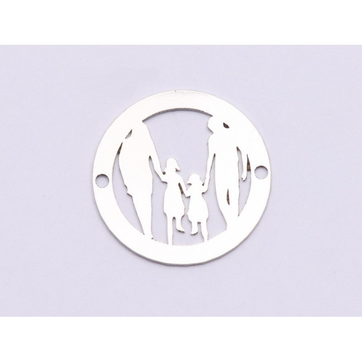 E0863-N-Link Argint 925 Familie cu fetite 16.5x16.5mm, 0.33mm