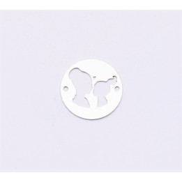 E0879-N-Link rotund din argint 925 diametru 16.5mm decupat model cu mama si fetita 1 buc