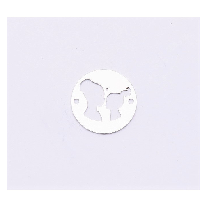 E0879-N-Link rotund din argint 925 diametru 16.5mm decupat model cu mama si fetita 1 buc