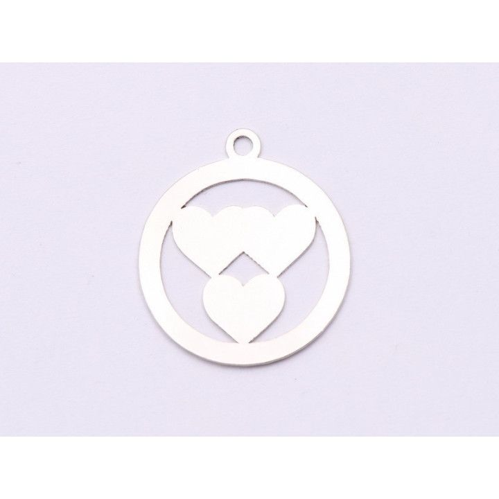 E0922-N-Pandant Glob cu inimioare 19x17mm, 0.33mm