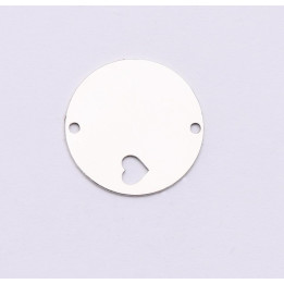 E0951-N-Banut argint decupat cu inimioara 0.50mm 2 gauri