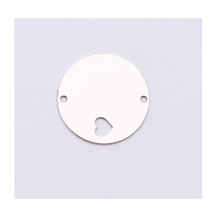 E0951-N-Banut argint decupat cu inimioara 0.50mm 2 gauri
