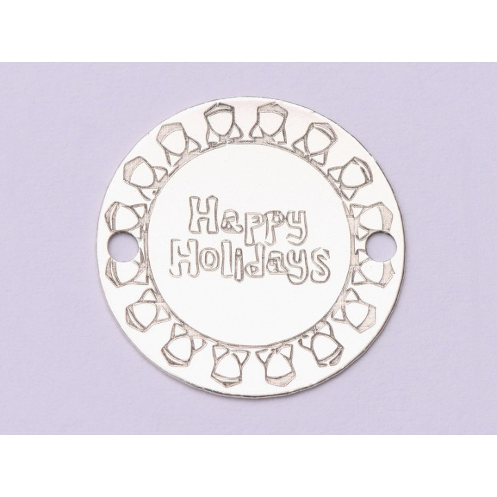 E1029-GS-Link Argint Happy Holidays 16.5mm 0.33mm