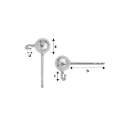 G0399-Tije cu biluta 4mm si bucla 1.6MM-1buc - bijuterii personalizate din argint | simoshop