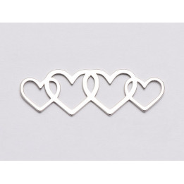 E1129-N-Link patru inimi argint 925 28*10mm 0.5mm grosime 1buc