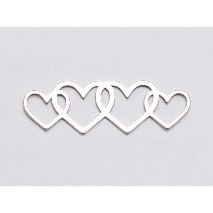 E1129-N-Link patru inimi argint 925 28*10mm 0.5mm grosime 1buc