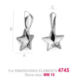G0132-Baza pandantiv pentru Swarovski Star 4745 10mm - bijuterii personalizate din argint | simoshop
