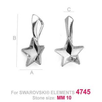 G0132-Baza pandantiv pentru Swarovski Star 4745 10mm - bijuterii personalizate din argint | simoshop