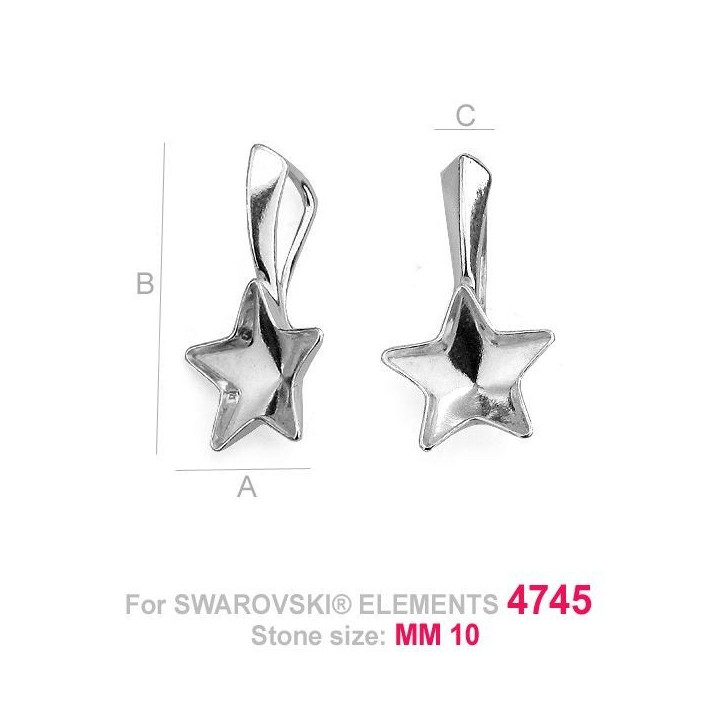 G0132-Baza pandantiv pentru Swarovski Star 4745 10mm - bijuterii personalizate din argint | simoshop