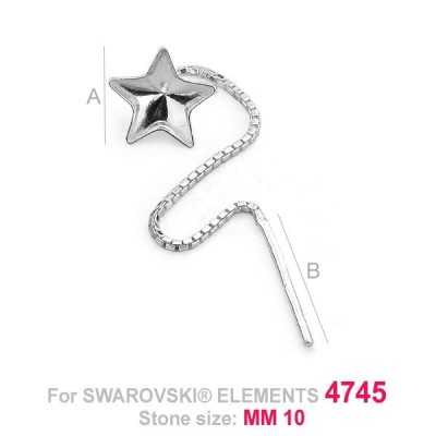 G0445-Cercei lantisor pentru Swarovski Star 4745 10mm - bijuterii personalizate din argint | simoshop