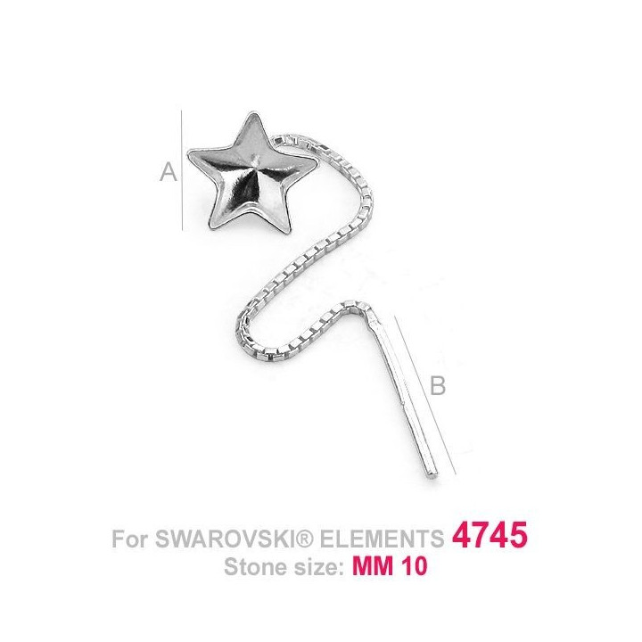 G0445-Cercei lantisor pentru Swarovski Star 4745 10mm - bijuterii personalizate din argint | simoshop