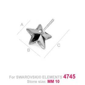 G0446-Tije pentru Swarovski Star 4745 10mm - bijuterii personalizate din argint | simoshop