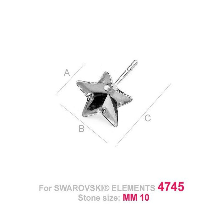 G0446-Tije pentru Swarovski Star 4745 10mm - bijuterii personalizate din argint | simoshop