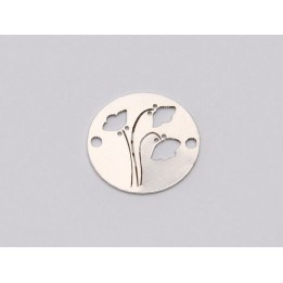 E1153 N Link banut din argint model floral Maci, 12mm 0.33mm