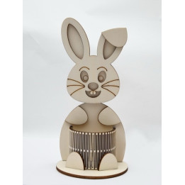 L048- Decoratiune lemn iepuras/suport pixuri 24x11cm 1 buc