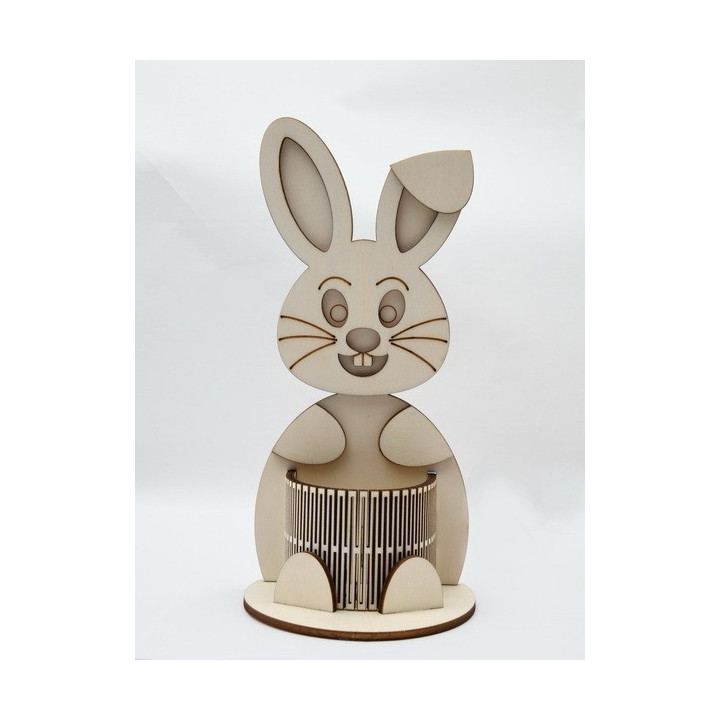 L048- Decoratiune lemn iepuras/suport pixuri 24x11cm 1 buc
