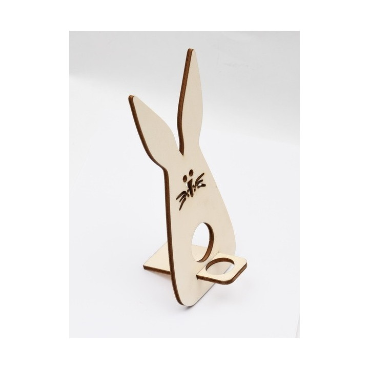 L049- Decoratiune lemn iepuras/suport ou Paste 19x8cm 1 buc