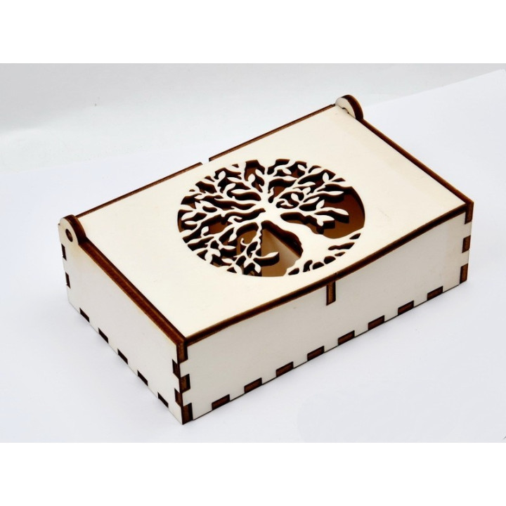 L080- Cutie compartimentata din lemn Copacul Vietii 15x9x4,5cm