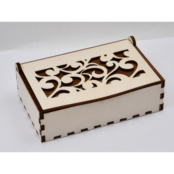 L081- Cutie cu capac compartimentata din lemn Model Floral 15x9x4,5c