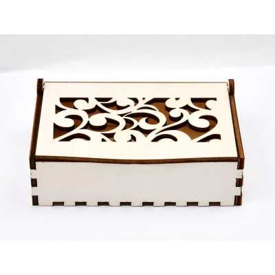 L081- Cutie cu capac compartimentata din lemn Model Floral 15x9x4,5c