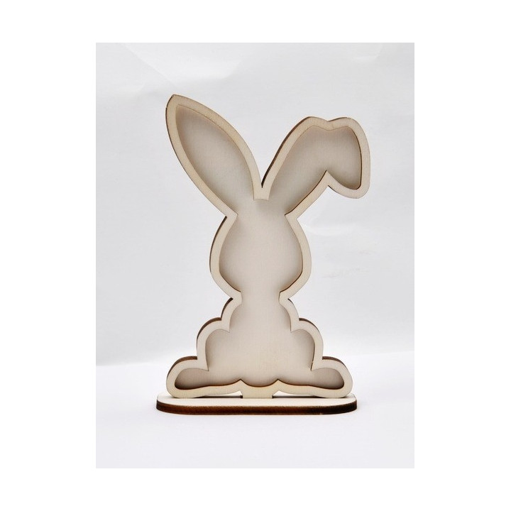 L088-Decoratiune din lemn pentru licheni Iepuras cu suport 15x10cm