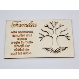 L104- Tablou lemn Copacul Vietii pentru licheni text Familia 30x20cm