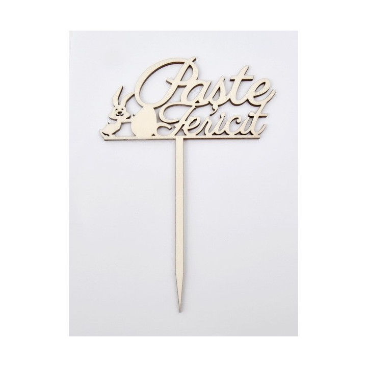 L138-Topper din lemn "Paste fericit!" 21x15cm 1buc