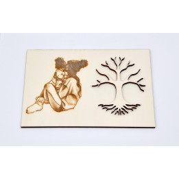L145-Tablou cu copacul vietii pentru licheni - Mama si bebe-13x20cm