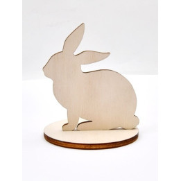 L201-Decoratiune din lemn iepuras cu suport 6x7cm  versiunea 1