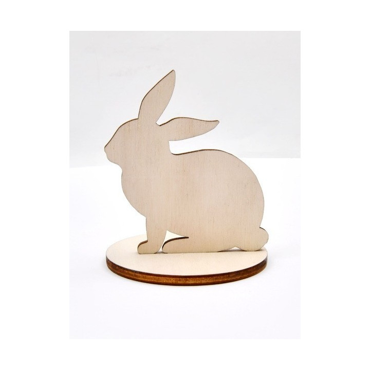 L201-Decoratiune din lemn iepuras cu suport 6x7cm  versiunea 1