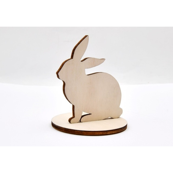L201-Decoratiune din lemn iepuras cu suport 6x7cm  versiunea 1