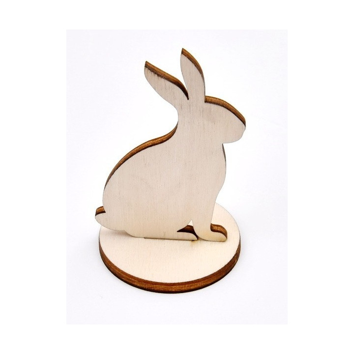 L202-Decoratiune din lemn iepuras cu suport 4.5x7cm versiunea 2