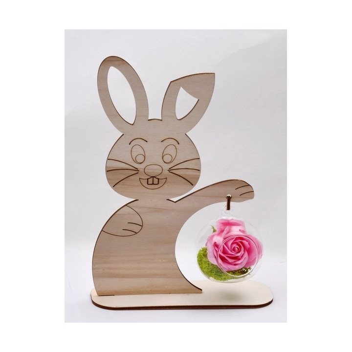 L198-Decoratiune lemn cu suport si cerc gravat "Paste fericit!" 30x20cm 1 buc