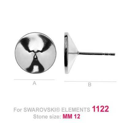 G0482-Tije pentru swarovski rivoli 12mm cu bordura joasa - bijuterii personalizate din argint | simoshop