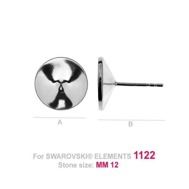 G0482-Tije pentru swarovski rivoli 12mm cu bordura joasa - bijuterii personalizate din argint | simoshop