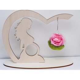 L216-Decupaj personalizabil din lemn  femeie gravida 26x27cm 1 buc