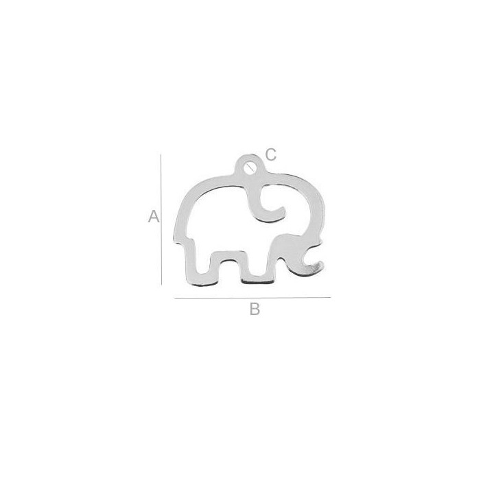 G0520-Charm elefantel decupat 14.10x15.80mm - bijuterii personalizate din argint | simoshop