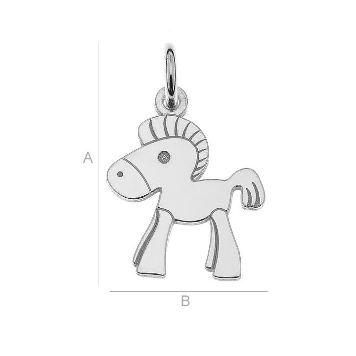 G0522-Charm ponei cu za 19x13mm - bijuterii personalizate din argint | simoshop