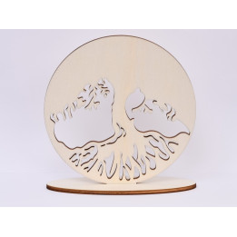 L224-Decoratiune din lemn copacul vietii cu suport diametru 15 cm 1buc