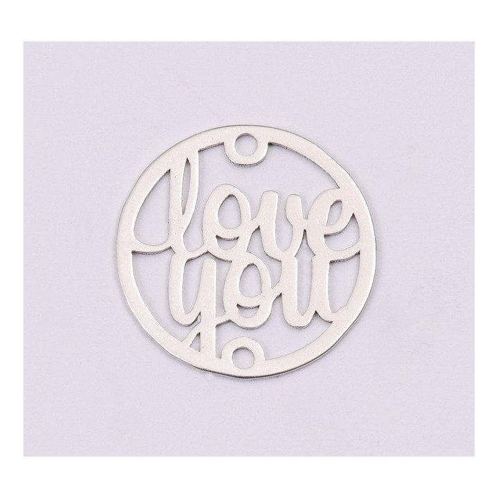 E1204-N-Link din argint Love You 14mm 0.5mm - 1 buc